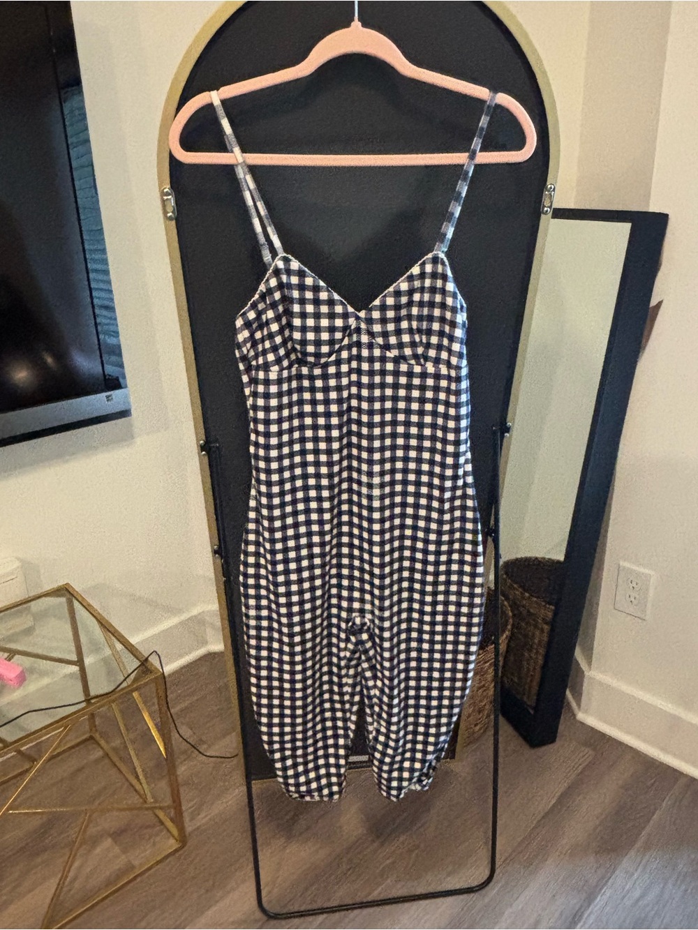 Black & White Gingham Spaghetti Strap Dress